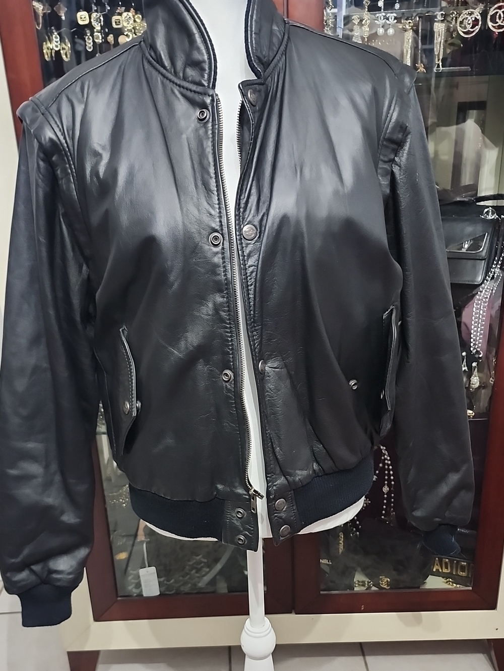 Hard Rock Cafe Black Leather Bomber Jacket